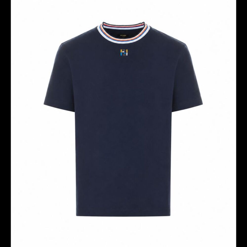 Fendi Men Multicolor Stripes And Ff Logo T-Shirt